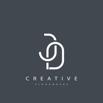 JD Abstract  Monogram Logo Design. This logo is designed with a combination of two line letters J and D 