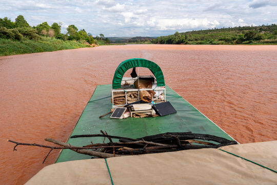 Madagascar, view from the boad of the red river Tsiribihina