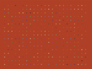 Colorful starburst pattern on vibrant red backdrop for creative designs