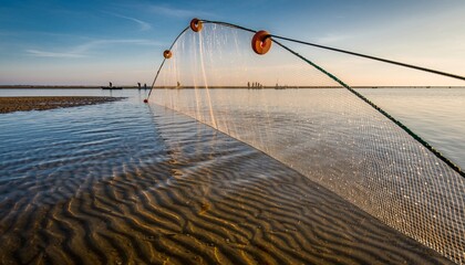 Fishing boat fishing for tuna fish during sunrise. Fishing operation