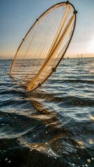 Fishing boat fishing for tuna fish during sunrise. Fishing operation