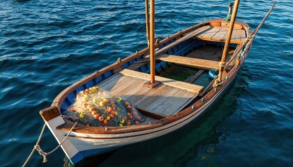 Fishing boat fishing for tuna fish during sunrise. Fishing operation