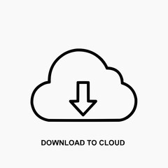 Cloud storage download icon with downward arrow in minimalist design  