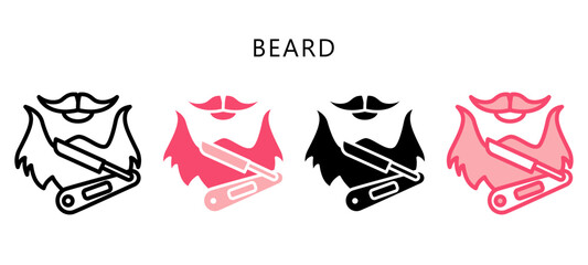 Beard Multi Style Icon. Mini Illustration Relate To Personal Care. Use For Modern Concept, Ui, Ux Web And App Development.
