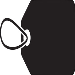 A black price tag with a string attached to it, presented on a white background in a simple design