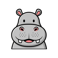 Naklejka premium Hippo Cartoon Head. (3)