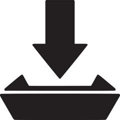 Black arrow pointing down into a rectangular shape with triangular extensions on the top corners