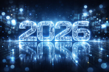 Futuristic 2026 digital technology new year background