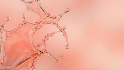 Splashing Liquid Droplets on Soft Pink Background with Transparent Effects