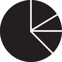 A black and white pie chart with three sections on a white background in a simple illustration