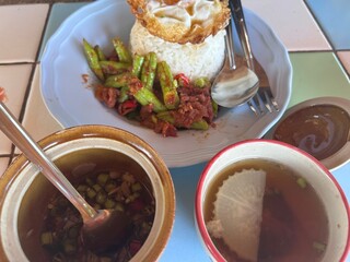 beef stew with vegetables and rice