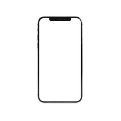 Elegant mobile phone featuring a pure white screen, offering an ideal customizable canvas for digital content, user interface mockups, or advertising concepts in a minimalist setting