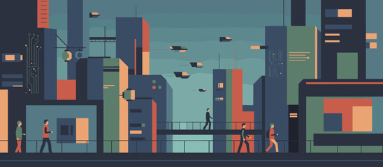 Delicate sprig of blue forget-me-not flowers in a simple ceramic vase, a minimalist hand-drawn illustration with a gentle and serene mood and flowing wavy shapes