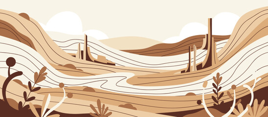 Happy laughing man in striped pajamas affectionately hugging his fluffy Goldendoodle dog while sitting together in a colorful bed, a joyful comic-style illustration of companionship