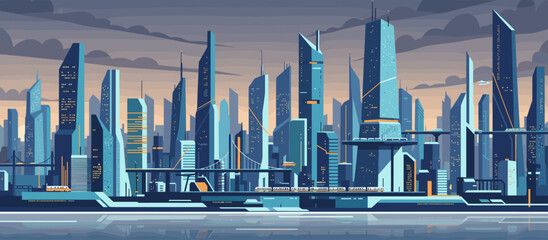 Naklejka premium Hand-drawn illustration of a seaside balcony view with a white parasol, flowering bushes, and laundry drying on a clothesline in a charming, retro graphic style