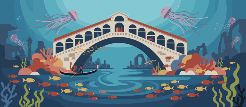 Historic building with a colorful geometric tiled roof and timber-framed gallery surrounds a large, empty courtyard where a lone person stands in contemplation