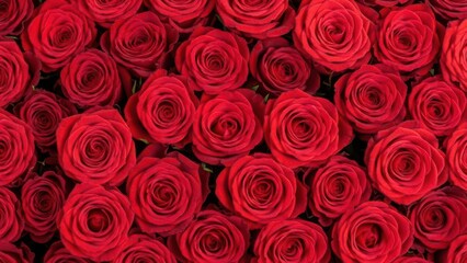 Background of densely packed rich red roses full bloom
