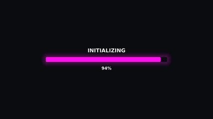Progress bar shows initializing state at one hundred percent on a black background during video playback