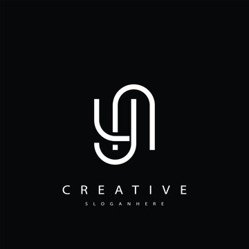 YN Abstract  Monogram Logo Design. This logo is designed with a combination of two line letters Y and N 