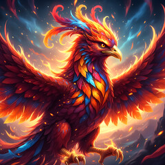 The legendary phoenix bird in all its beauty