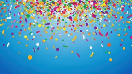 Confetti falling on blue background party celebration festival abstract flat design
