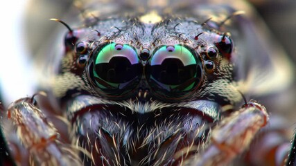 Close-Up Macro Footage of a Colorful Spider.