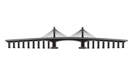 Obraz premium Modern CableStayed Bridge Illustration on Transparent Background