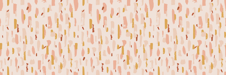 Seamless abstract pattern with brush strokes and organic shapes. Modern boho design for print, wallpaper, or textile. Beige aesthetic with watercolor texture and linear patterns.