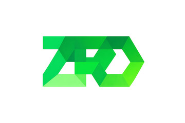 Fototapeta premium green arrow recycling logo with zero waste text, in a modern geometric style, isolated on white, representing an eco concept