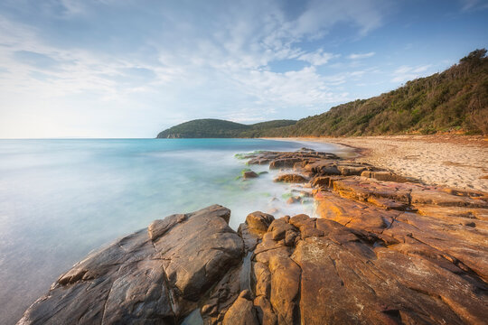 Cala Violina Beach Long Exposure with Rocks, Tuscany