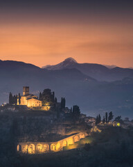 Barga Village and Cathedral at Dusk, Garfagnana, Tuscany, Italy