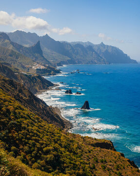 Beautiful ocean cost  Benijo beach or Playa de Benijo, in Tenerife, Canary Islands, Spain