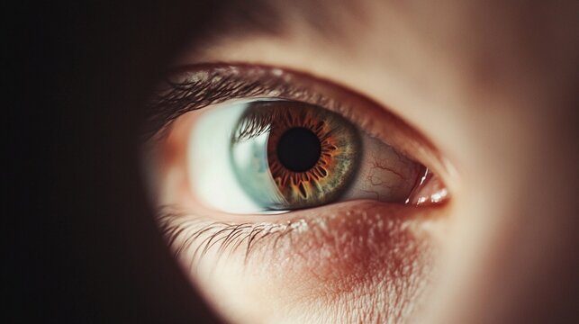 Close-Up of Woman&rsquo;s Eye Peeking Through a Hole Representing Curiosity