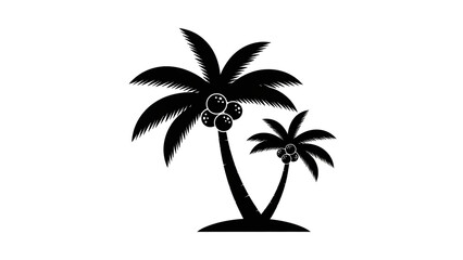Obraz premium Palm Trees Silhouette in Tropical Serene Black Vector Illustration for Travel