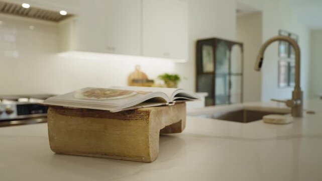 Slow motion move through ultra high-end kitchen, modern real estate interior