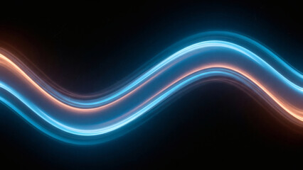 Blue light leaks and gradient over an abstract grainy background. Grainy colorful warm blue light leaks on a black background with a dust texture. Blue wavy abstract background for presentation