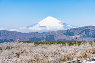 箱根の大涌谷から見える富士山