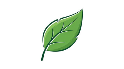 Fototapeta premium Green Leaf Illustration in Simple Flat Design with Bright Vibrant Colors on White Background for Eco Friendly Branding