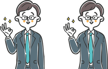 OKサインをするビジネスマン　上半身　ベクター
