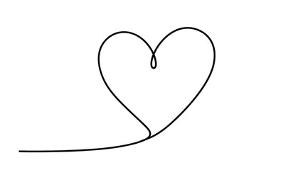 Fototapeta premium Continuous Line Heart Drawing in Minimalist Style with Simple Black Line on White Background for Valentines Day