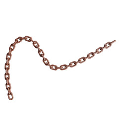Wavy Curved Rusted Steel Chain Link Isolated
