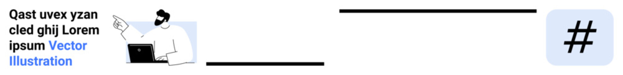 Obraz premium Professional engaging with laptop while pointing at text. Display metadata tag and text creativity. Ideal for business, social platforms, marketing, remote work, branding, productivity, simple