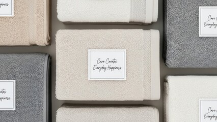 Soft Towel with 'Care Creates Everyday Happiness' Message