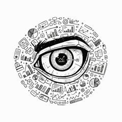 Fototapeta premium Stunning eye with business graphs and charts in a modern creative design