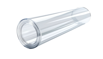 Clear, cylindrical tube angled against a black background. Transparent, with a rim and a hollow interior