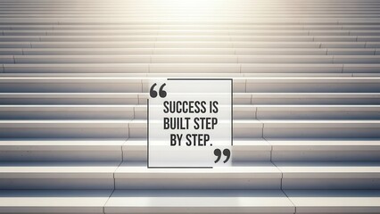Success is Built Step by Step Quote on Stairs