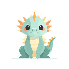 Fototapeta premium green dragon on a white background, cute character image
