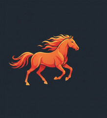 Dynamic Fire Horse Vector Illustration - Galloping Stallion in Flame Style