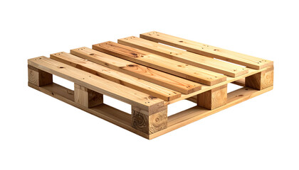 A new, wooden shipping pallet isolated against a black background