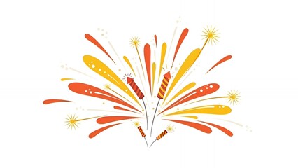 Obraz premium Colorful abstract fireworks illustration with orange and yellow bursts